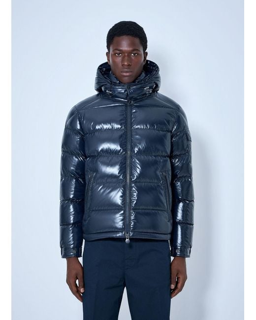 Moncler Blue Maya Hooded Short Down Jacket for men