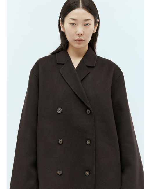 Totême  Black Signature Wool Double Coat