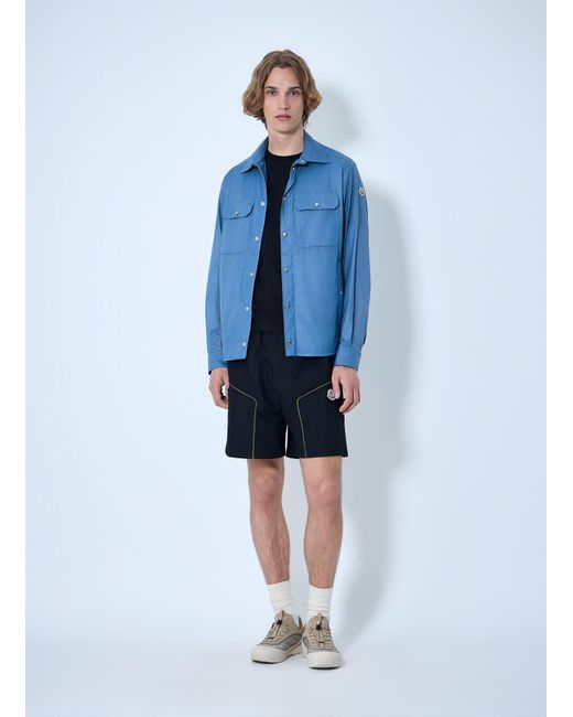 Moncler Blue Technical Ripstop Overshirt for men