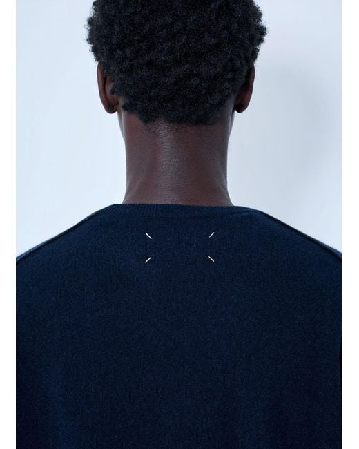 Maison Margiela Blue Wool Crewneck Sweater for men