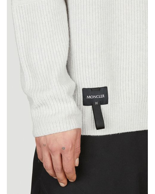Moncler White Wool Knit Sweater for men