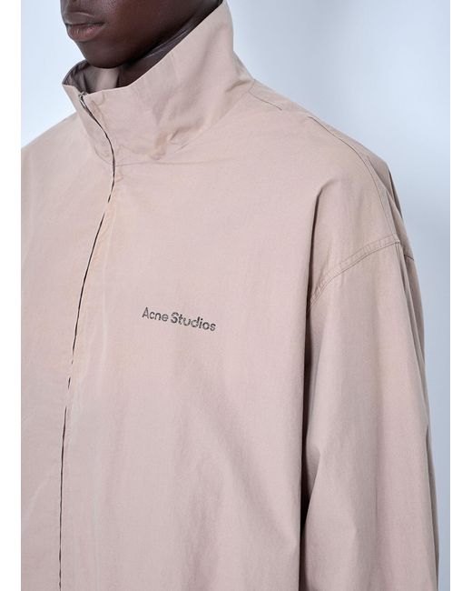 Acne Natural Logo Printed Zip-Up Jacket