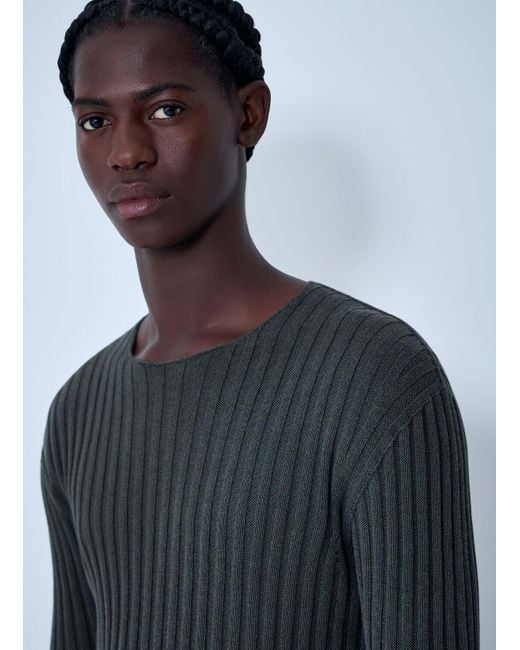 Acne Gray Cotton Rib Sweater for men