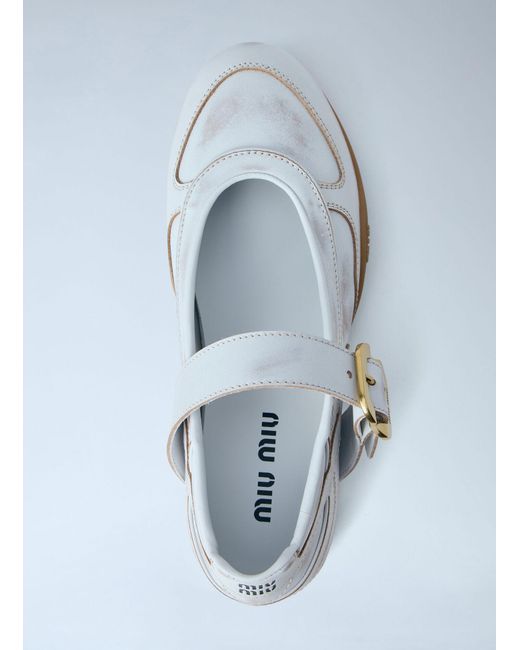 Miu Miu Blue Gymnasium Ballerina Flats