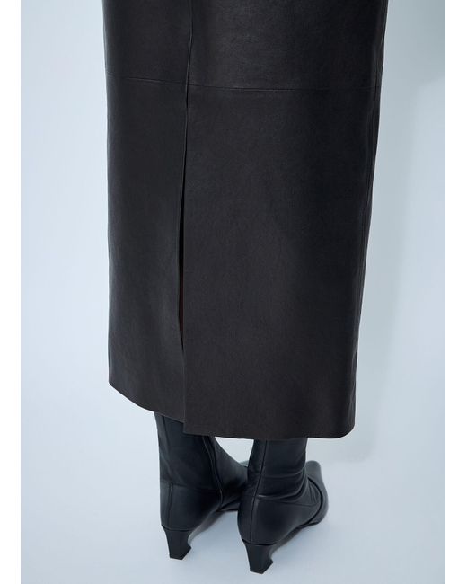 Khaite Black Loxley Leather Skirt