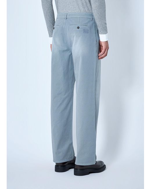 Miu Miu Blue Garment-Dyed Twill Pants
