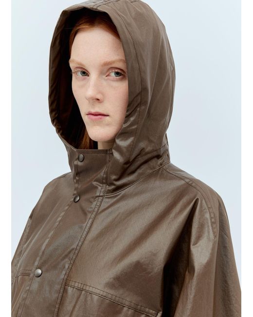 Lemaire Brown Hooded Wax Rain Coat
