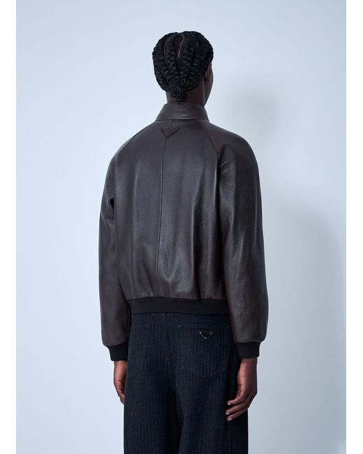 Prada Blue Leather Jacket for men