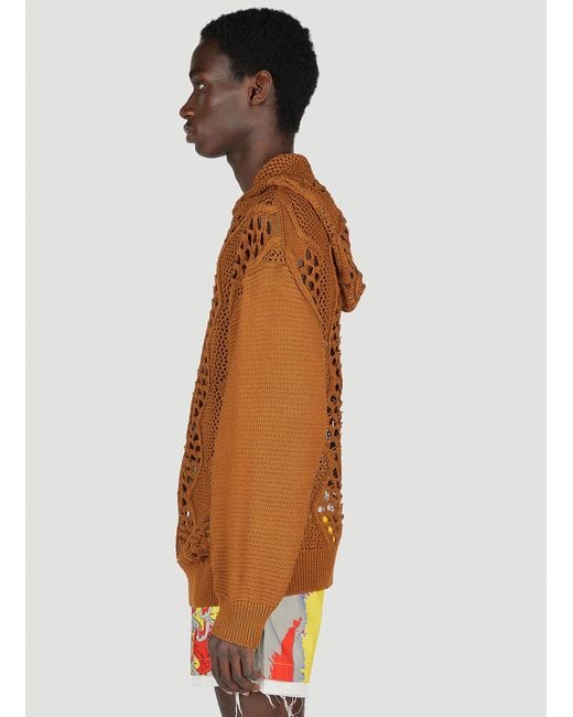 Children of the discordance Brown Knit Hooded Sweater for men