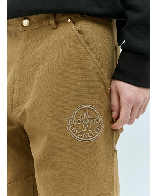 MONCLER X ROC NATION Natural Knee Panel Canvas Pants for men