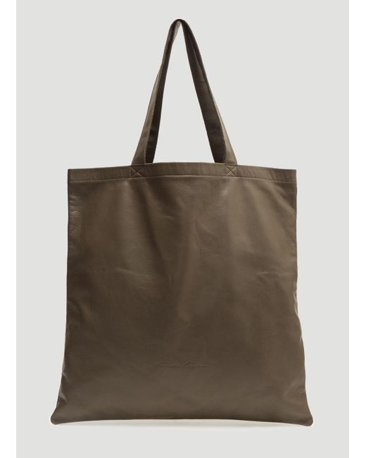 Rick Owens Gray Large Signature Leather Tote Bag In Grey for men