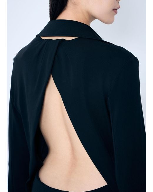 Sportmax Blue Crepe Jersey Shirt Dress
