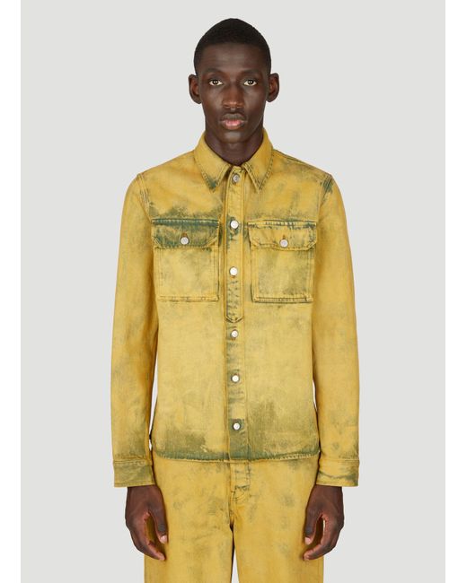 Dries Van Noten Yellow Distressed Denim Shirt for men