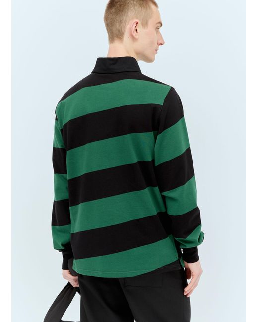 Burberry Green Striped Polo Shirt for men