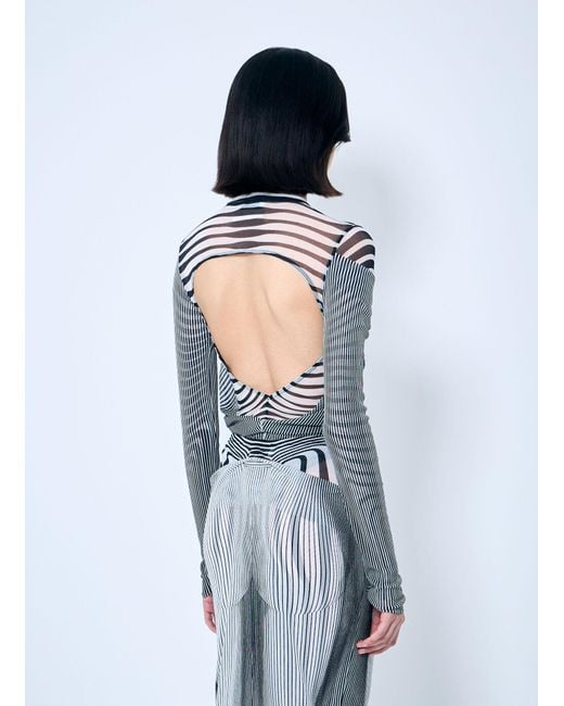 Jean Paul Gaultier Blue Double-Layer Mesh Bodysuit