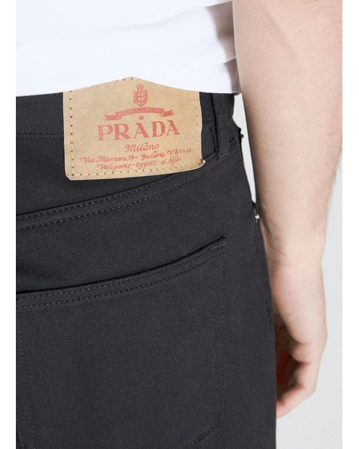Prada Blue Logo Plaque Five-pocket Jeans for men