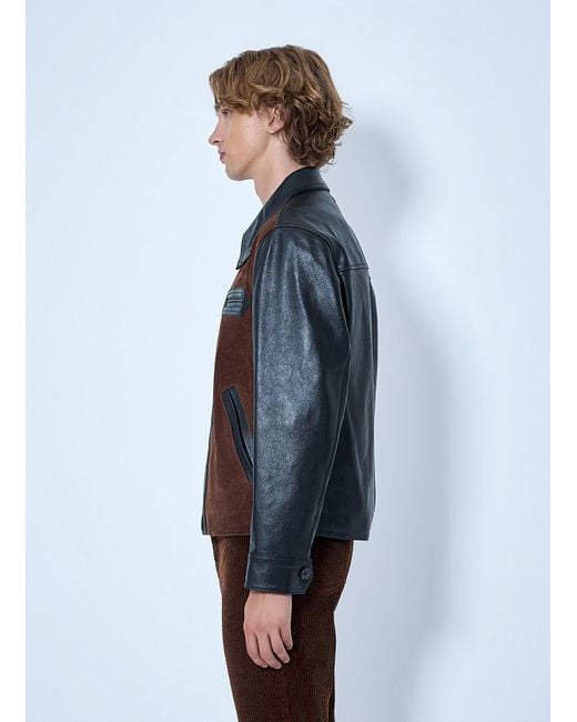 Marni Gray Leather And Suede Panel Jacket for men