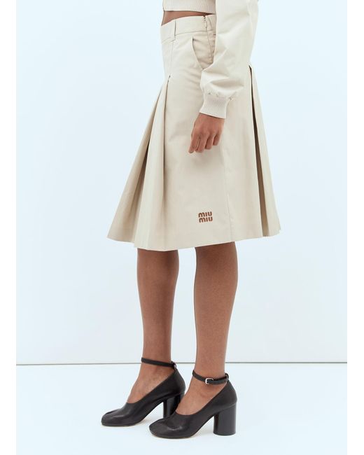 Miu Miu Natural Pleated Midi Skirt