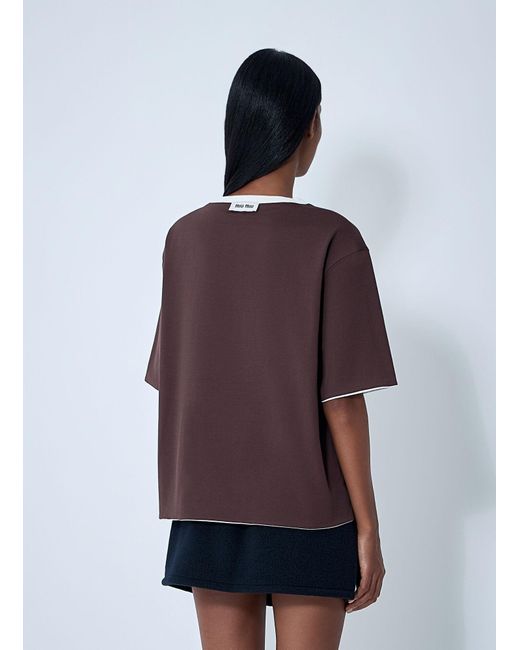 Miu Miu White Logo Motif T-Shirt