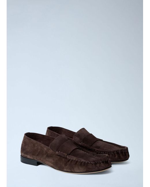 The Row White Suede Soft Loafers
