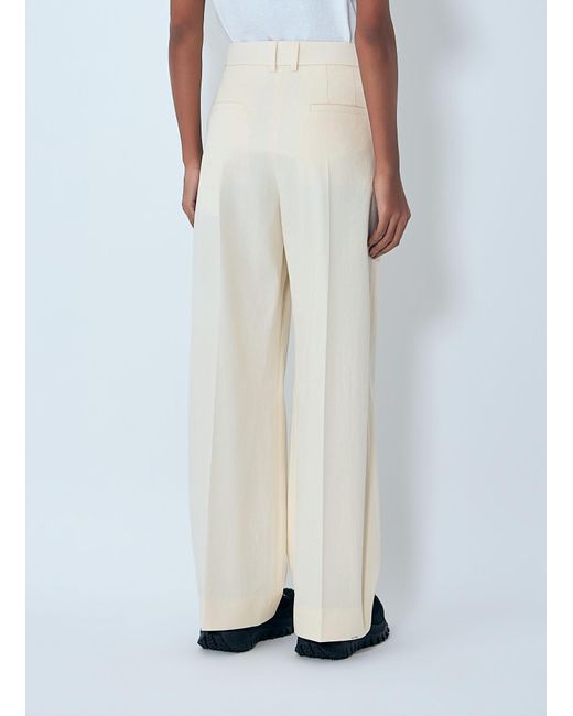 Moncler White Cotton Gabardine Wide-Leg Tailoredâ Pants