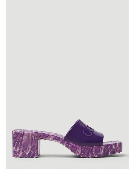 Gucci Purple Marbled Sole Heeled Sandals