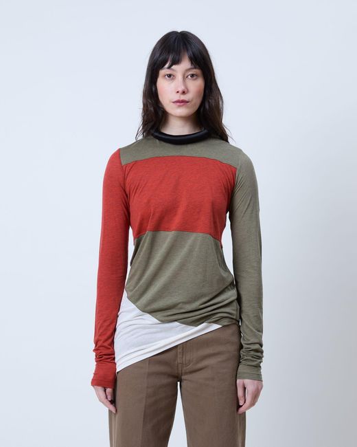 Phoebe Philo Red Tubular Block Knit Sweater