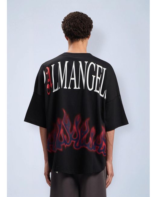 Palm Angels Black Flames Over T-Shirt for men
