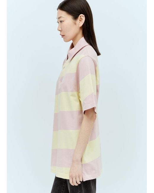 Burberry White Striped Ekd Polo Shirt