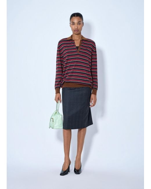 Prada Red Striped Polo Sweater