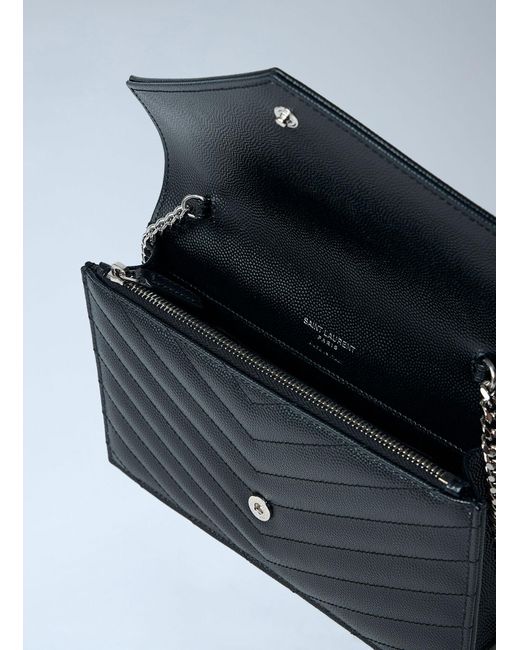 Saint Laurent Blue Cassandre Envelop Chain Wallet