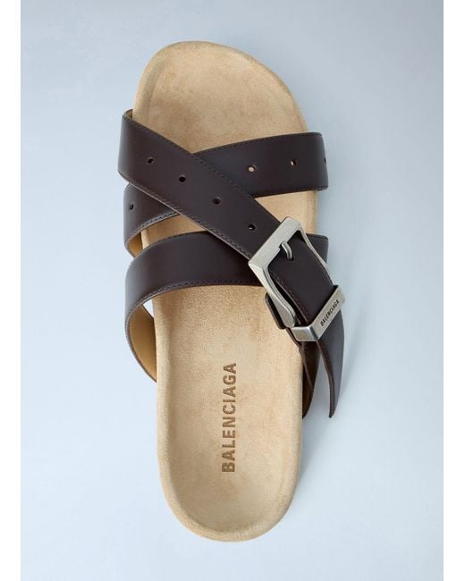 Balenciaga Brown Belt Leather Sandals for men