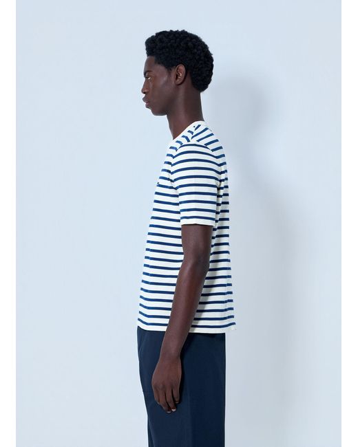 Prada Blue Striped Crewneck T-Shirt for men
