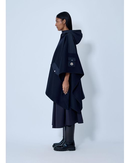 Moncler Blue Hooded Cape