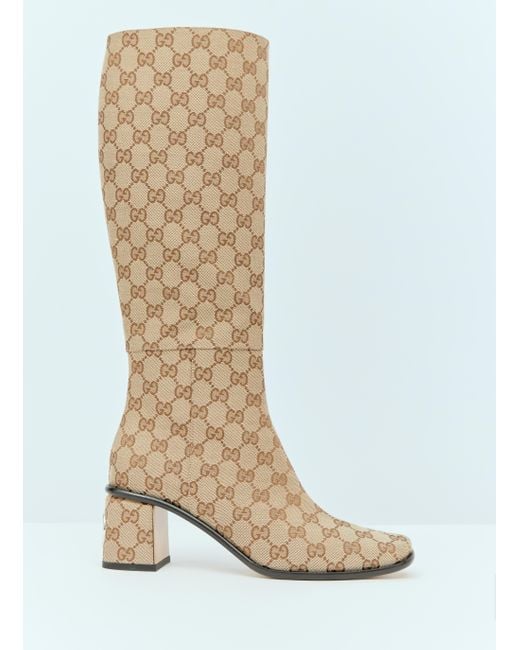 Gucci White Onyx Gg Canvas Boots