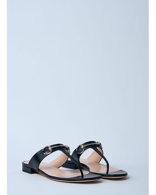 Gucci Black Flip-Flops With Leather Clamp Sandal