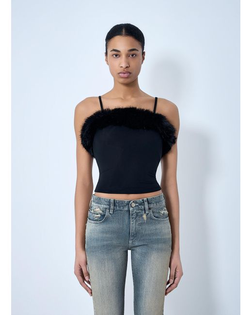 Balenciaga Blue Faux Fur Strap Top