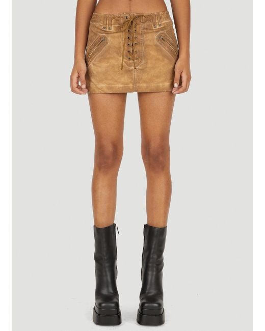 Guess USA Brown Vintage Style Lace Up Skirt