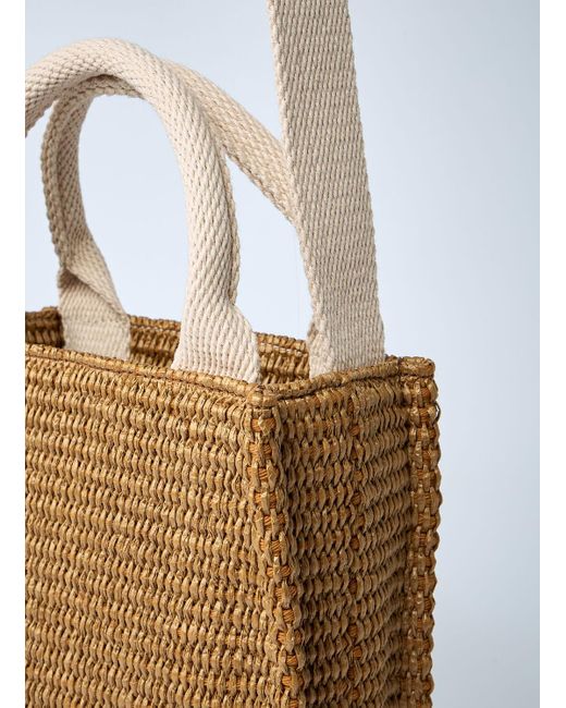 Marni White Mini Logo Motif Raffia Handbag