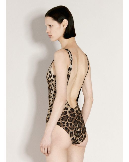 Dolce & Gabbana Natural Leopard Print Swimsuit