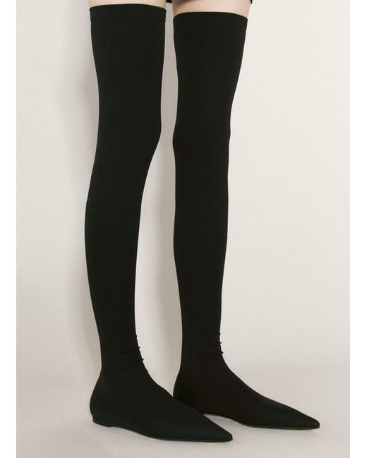 Dolce & Gabbana Black Tigh-high Jersey Boots