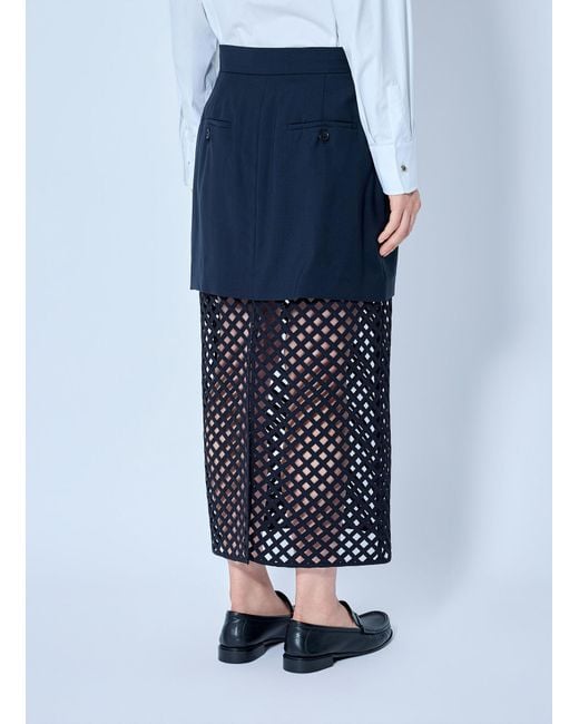 Max Mara Blue Overlay Panel Skirt