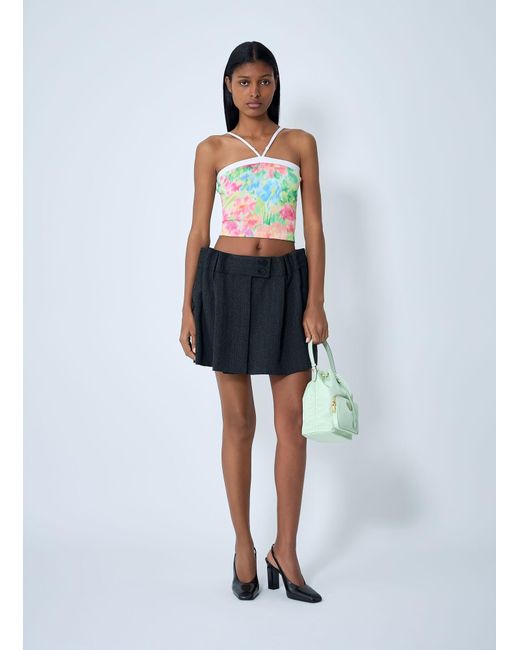Prada Blue Chevron Wool Mini Skirt