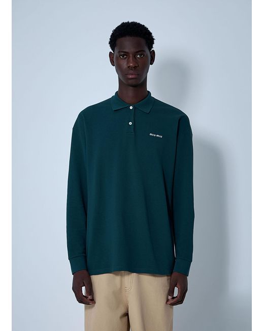 Miu Miu Blue Logo Motif Polo Shirt for men