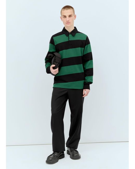 Burberry Green Striped Polo Shirt for men
