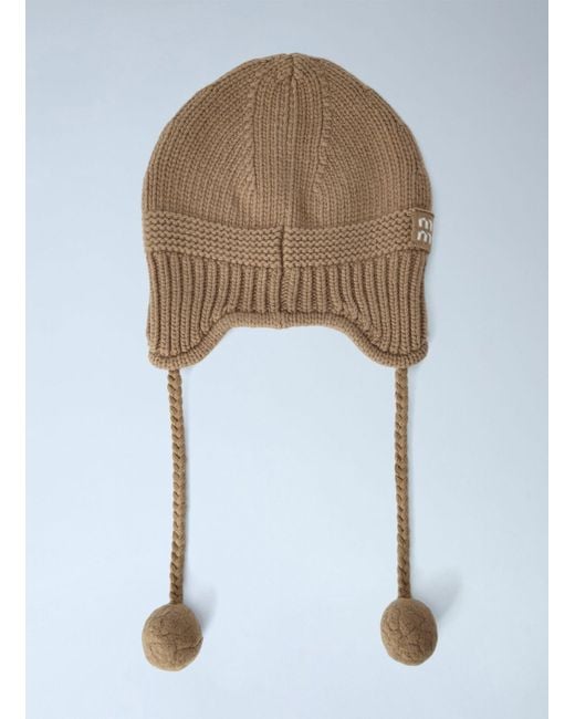 Miu Miu White Cashmere Blend Beanie Hat