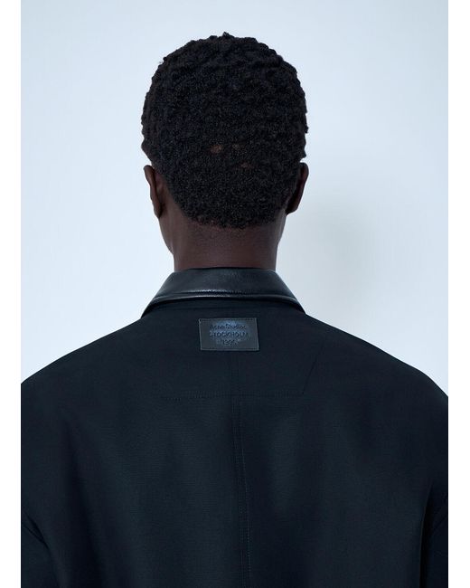 Acne Blue Leather-Trimmed Button Jacket for men