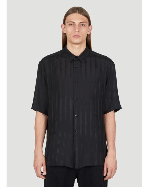 Saint Laurent Black Cassandre Stripe Silk Shirt for men