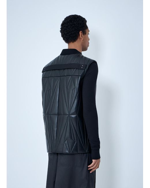 Moncler Blue Rick Owens Geocamo Flight Leather Hooded Gilet