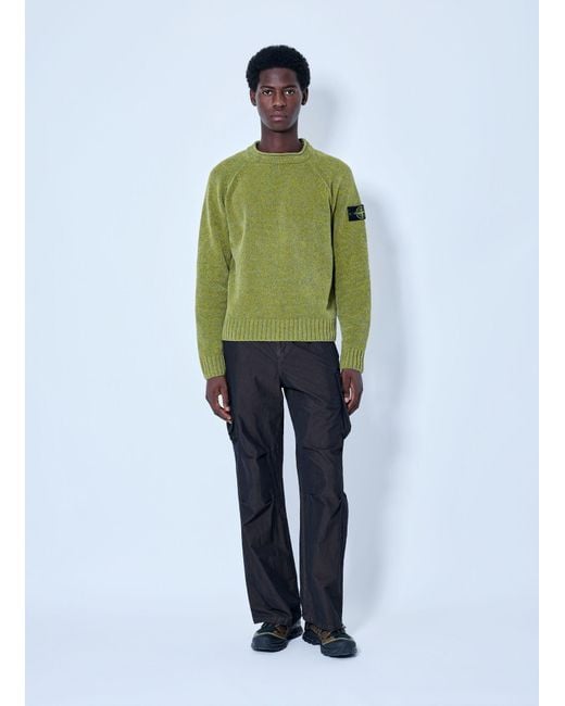 Stone Island Green Knitted Crewneck Sweater for men